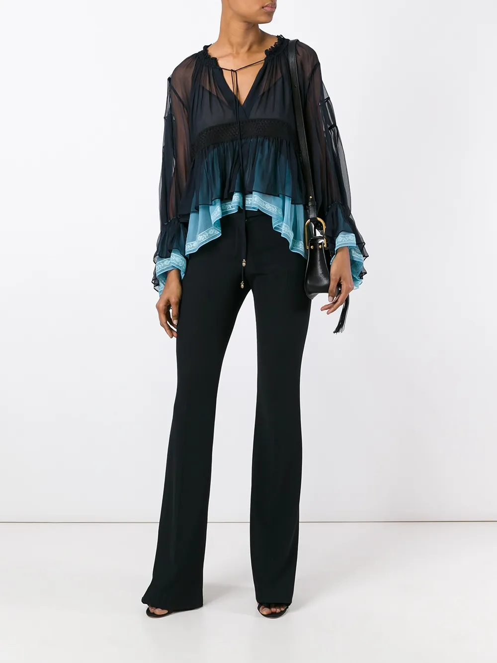 Chloé colour block tiered top - Blauw