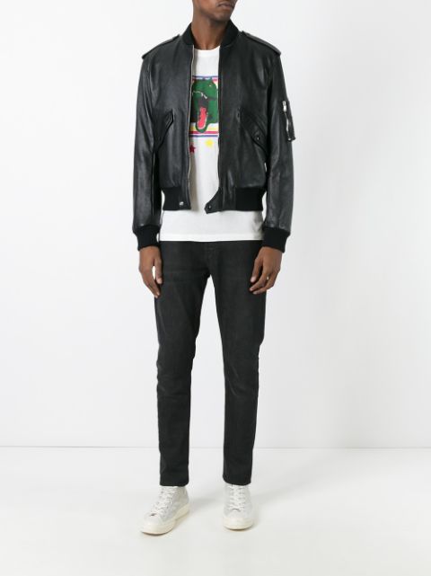 SAINT LAURENT Classic Bomber Jacket In Black Slouchy Leather in Colour ...