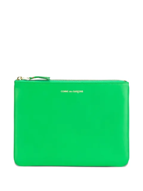 Comme Des Garçons Wallet logo-print leather clutch bag