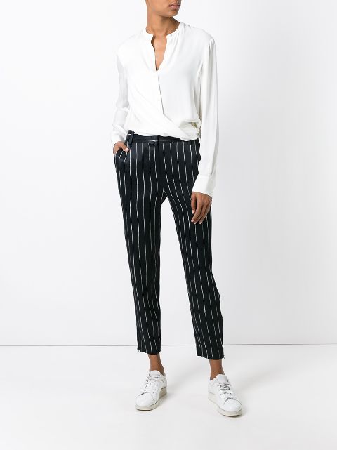 white pinstripe trousers womens