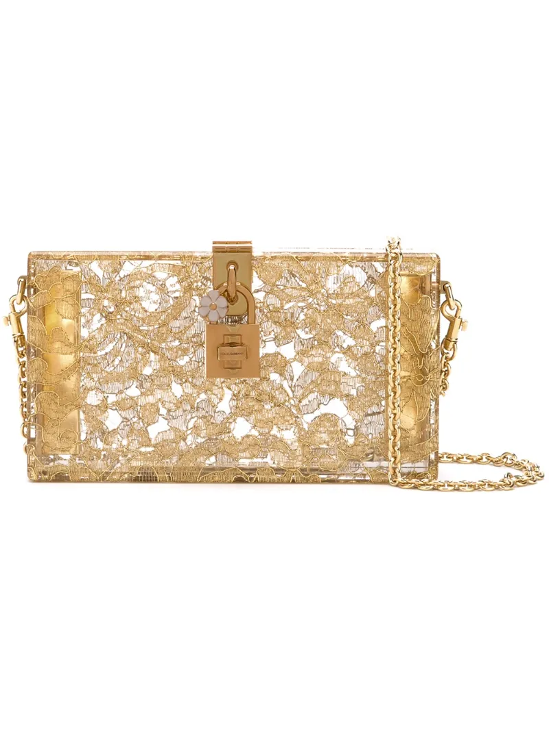 Dolce & Gabbana - Dolce box clutch - women - Leather/Plexiglass/metal (Grey) - One Size