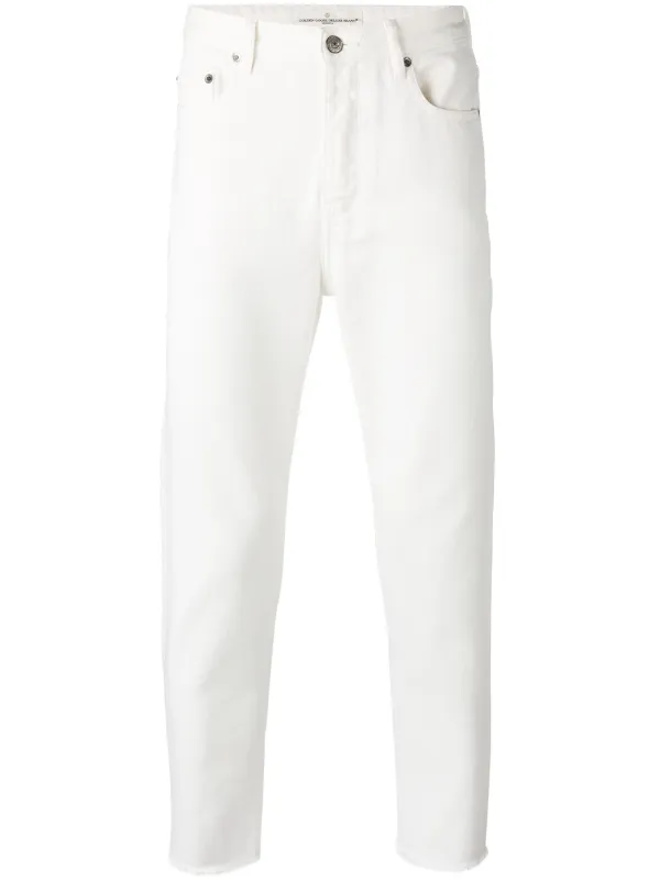 raw edge white jeans