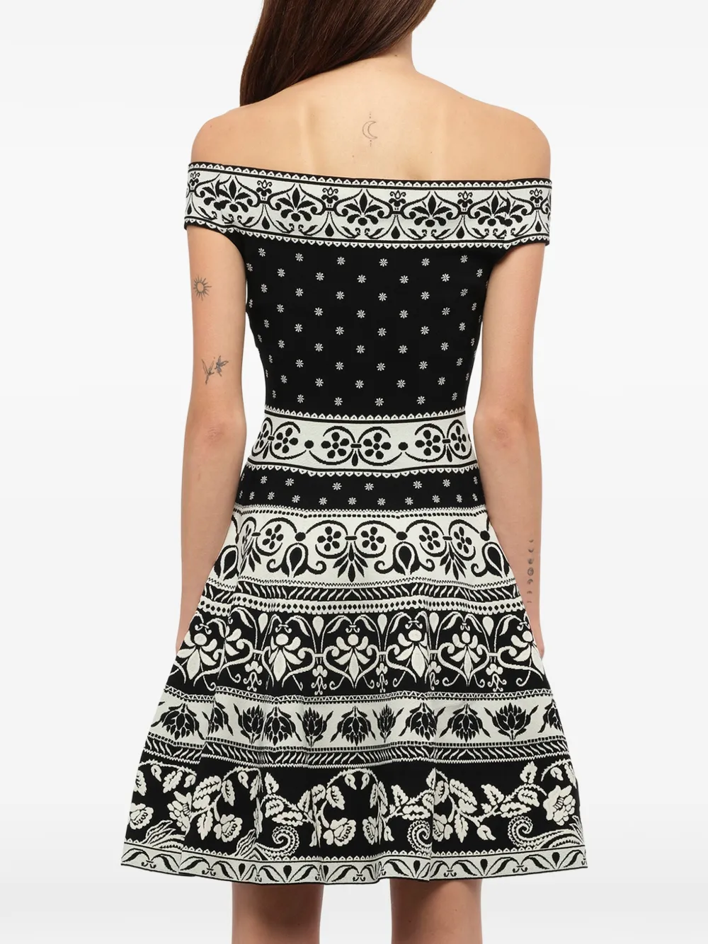 Alexander McQueen floral jacquard mini dress Zwart