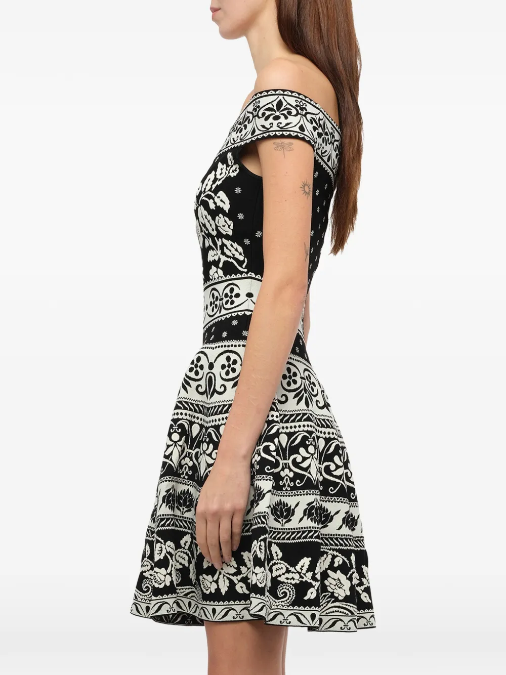 Alexander McQueen floral jacquard mini dress Zwart
