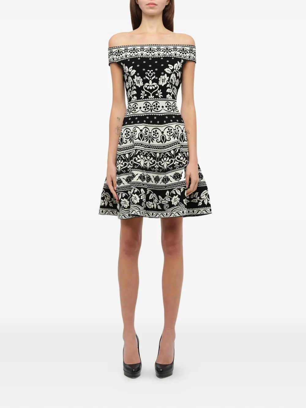Alexander McQueen floral jacquard mini dress - Nero