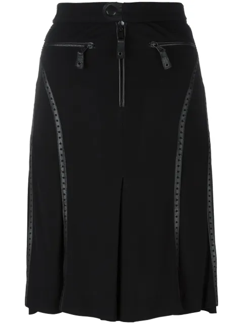 Jean Paul Gaultier Pre-Owned perforated leather effect trim skirt