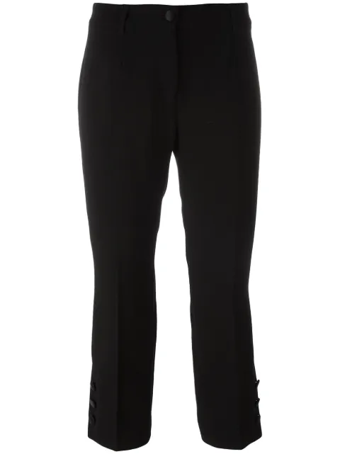 Click to view more detailed imagery on our partner's website Dolce & Gabbana Button-Cuff Cropped Wool-Blend Trousers In Black