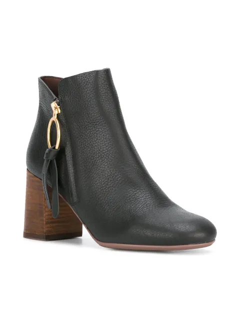 leather block heel booties
