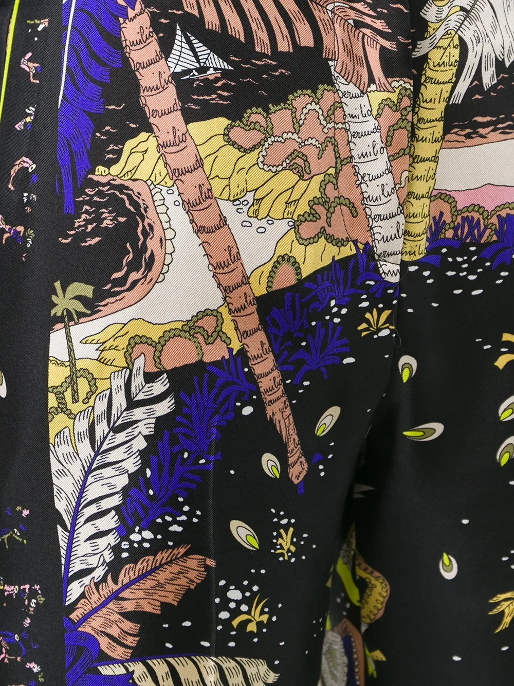 Pucci Feather Motif Cropped Trousers In Black