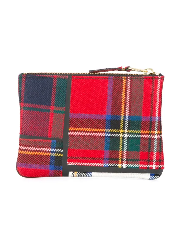 Comme Des Garçons Wallet Tartan Patchwork Pouch | Red | FARFETCH CA