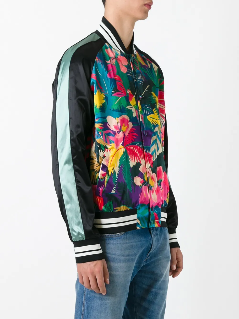 Valentino Garavani tropical print bomber jacket Zwart