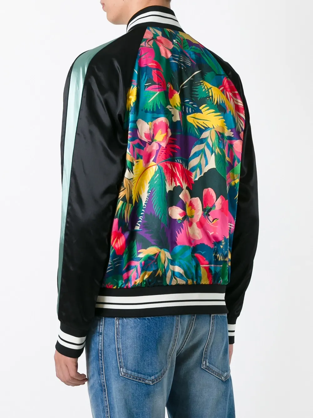 Valentino Garavani tropical print bomber jacket Zwart