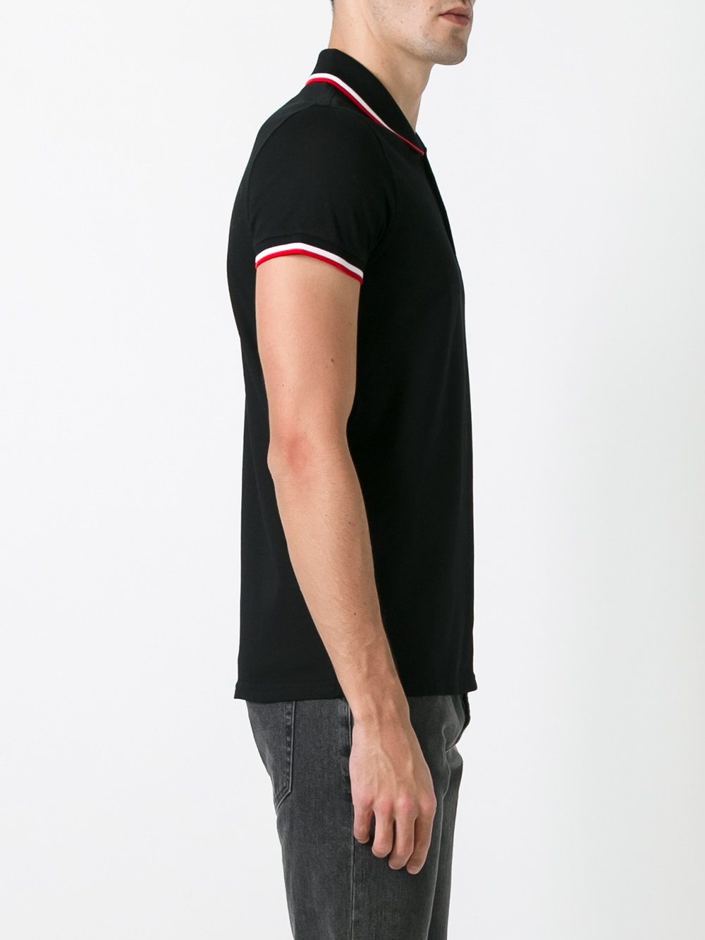 фото Saint Laurent рубашка-поло с отделкой в полоску