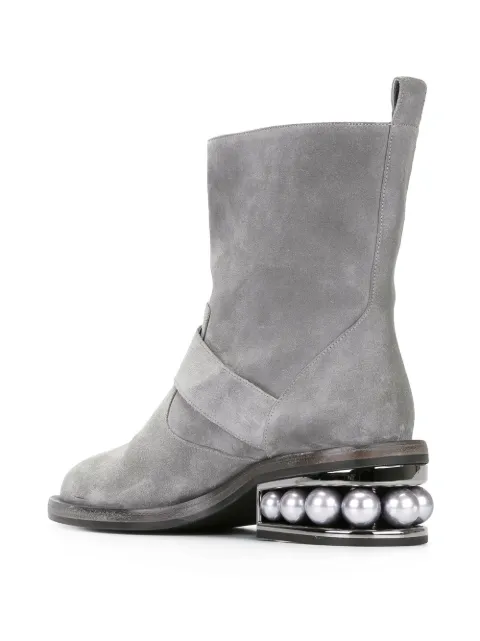 biker boots with pearls