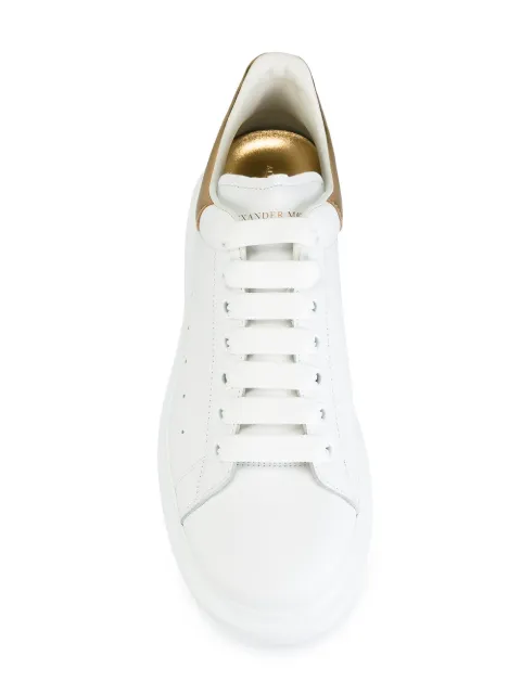 ALEXANDER MCQUEEN Leather Low-Top Sneaker W/Golden Heel, White in White ...