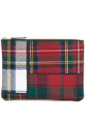 Comme Des Garçons Wallet tartan patchwork clutch - Red