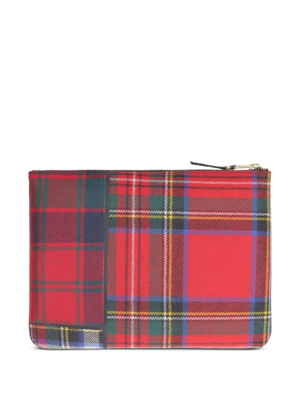 Comme Des Garçons Wallet Tartan Patchwork Wallet | Red | FARFETCH JO