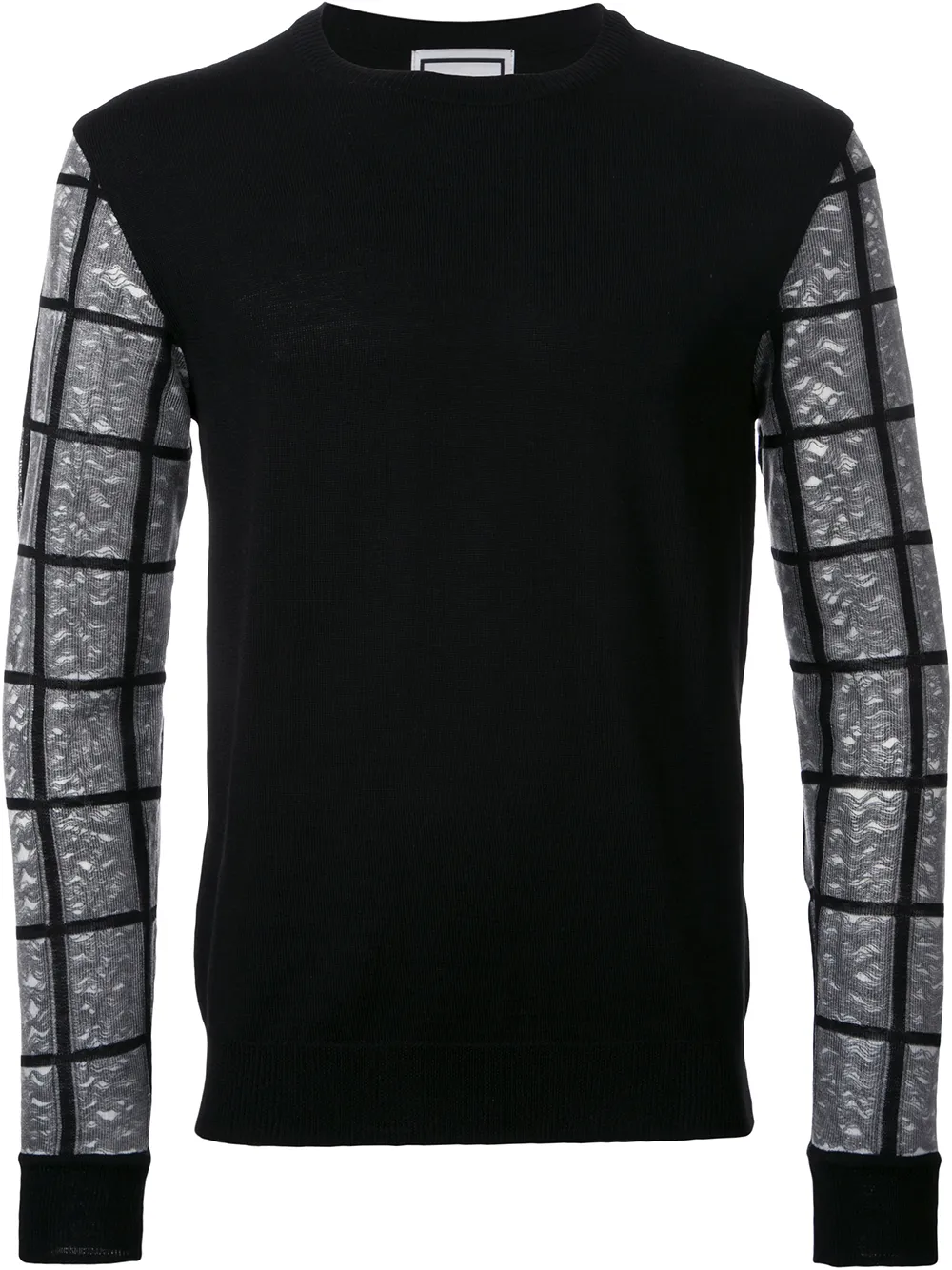 Wooyoungmi checked sleeve jumper - Black