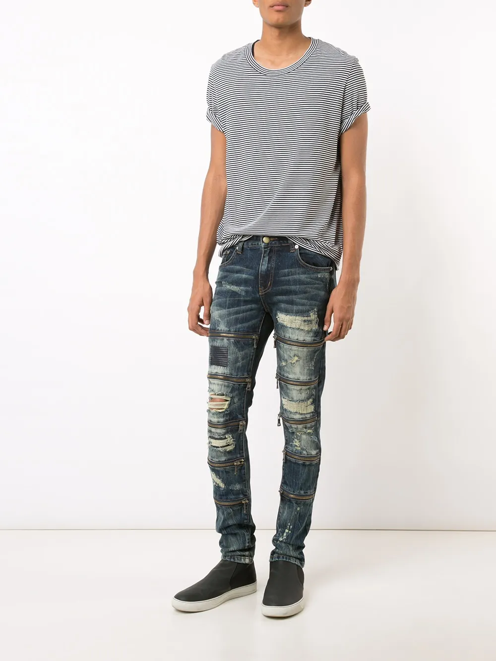 god'smasterfulchildren God's Masterful Children zipped ripped skinny jeans - Blauw