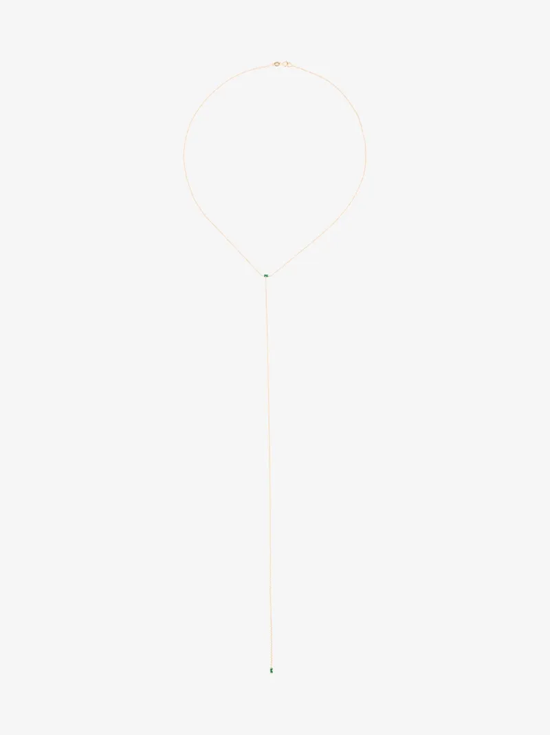 Lizzie Mandler Fine Jewelry 18k gold and emerald 'Floating' lariat necklace