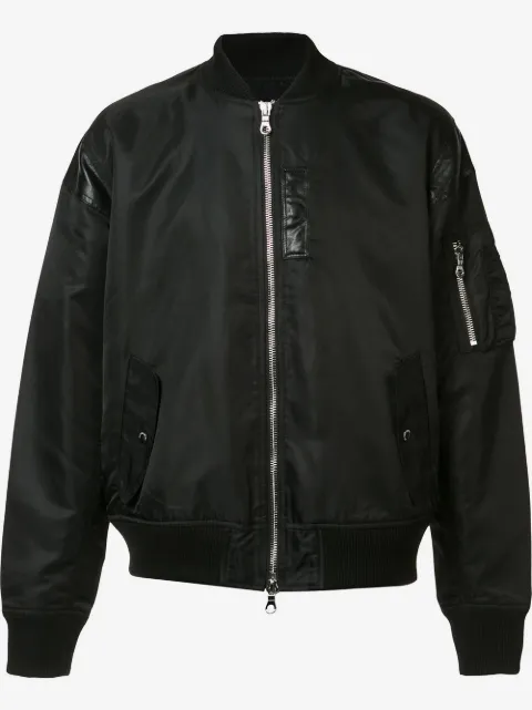 Mostly Heard Rarely Seen leather detailing bomber jacket