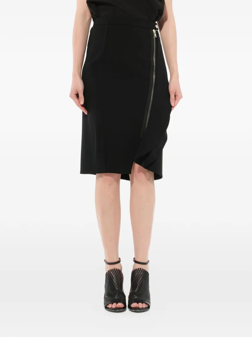 Givenchy asymmetric ruffle trim skirt - Nero