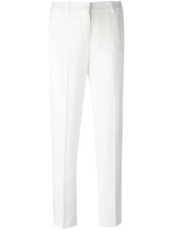 white tailored cropped trousers