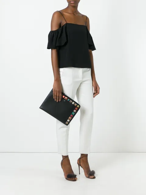 fendi multicolor leather flats