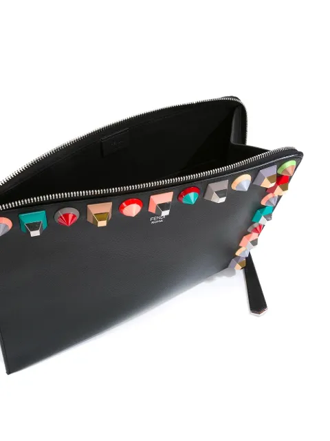 fendi multicolor leather flats
