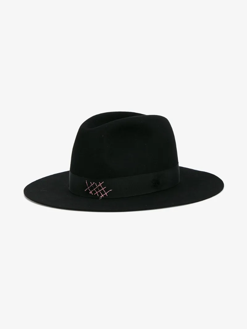 NICK FOUQUET BORSALINO FEDORA HAT WITH BLACK GROSGRAIN RIBBON