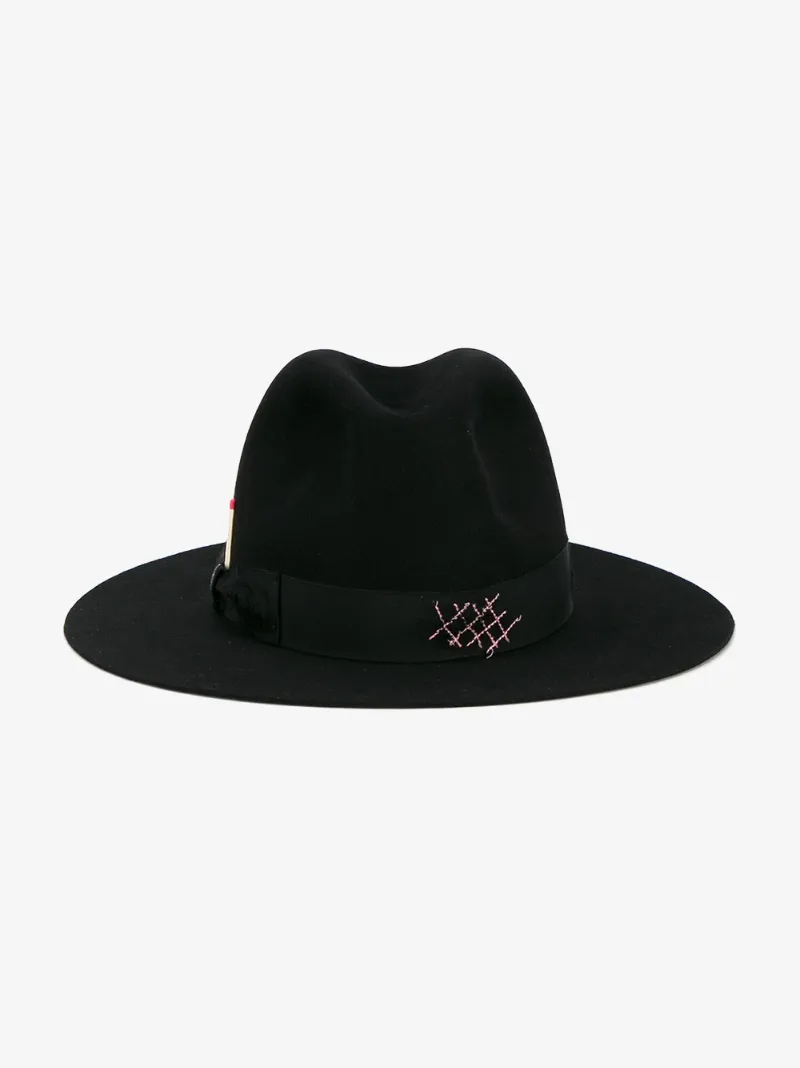 NICK FOUQUET BORSALINO FEDORA HAT WITH BLACK GROSGRAIN RIBBON