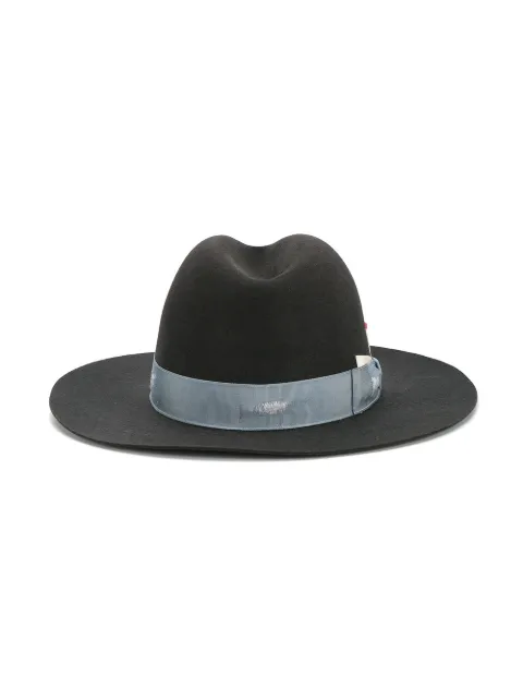 NICK FOUQUET GREY BORSALINO FEDORA HAT WITH BLUE GROSGRAIN RIBBON