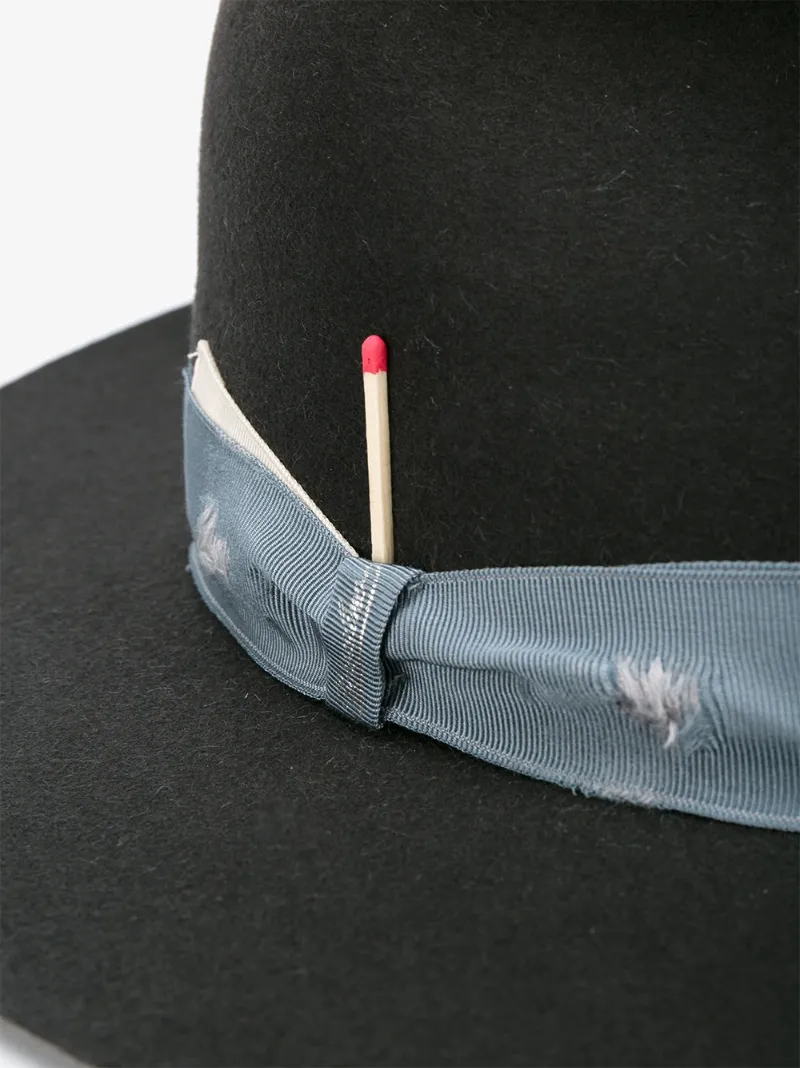 NICK FOUQUET NICK FOUQUET GREY BORSALINO FEDORA HAT WITH BLUE GROSGRAIN RIBBON