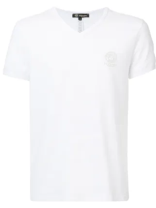 Versace Collection Mens Gray Stretch V-Neck Short Sleeve T-Shirt US S IT M;