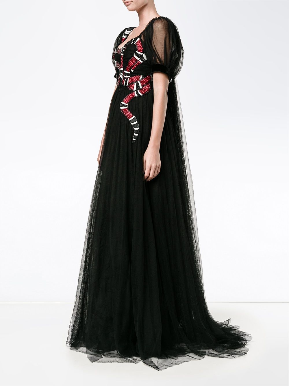 фото Gucci вечернее платье с вышивкой змеи