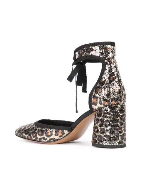 MARC JACOBS Elle Leopard-Print Sequin Ankle-Strap Pumps in Gold Multi ...