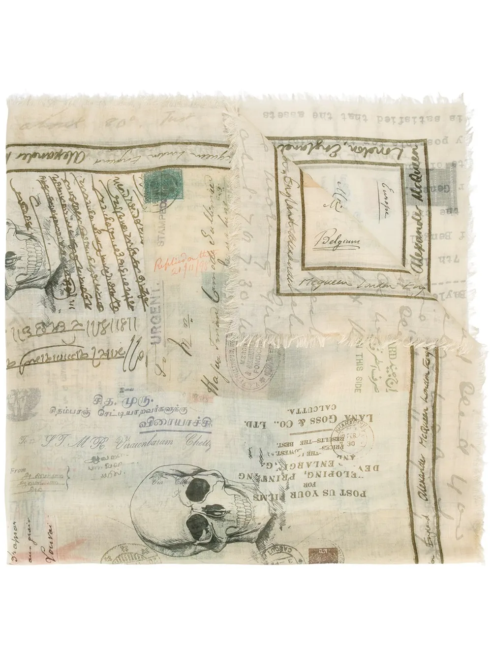 Alexander McQueen Letters From India scarf - Toni neutri