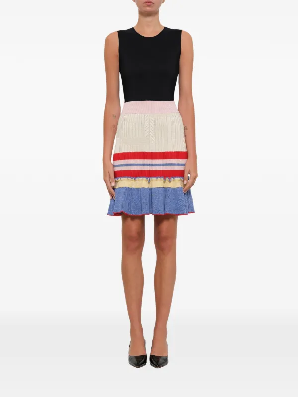 Alexander McQueen Knitted High-waisted Midi Skirt in White