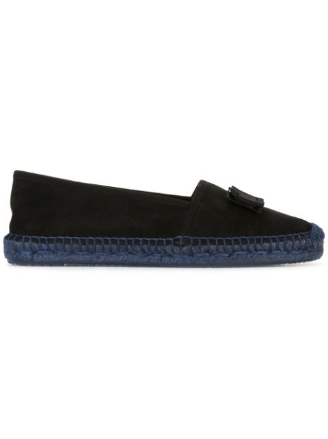 SALVATORE FERRAGAMO Elodie Bow Suede Espadrille Flat, Nero in Black ...