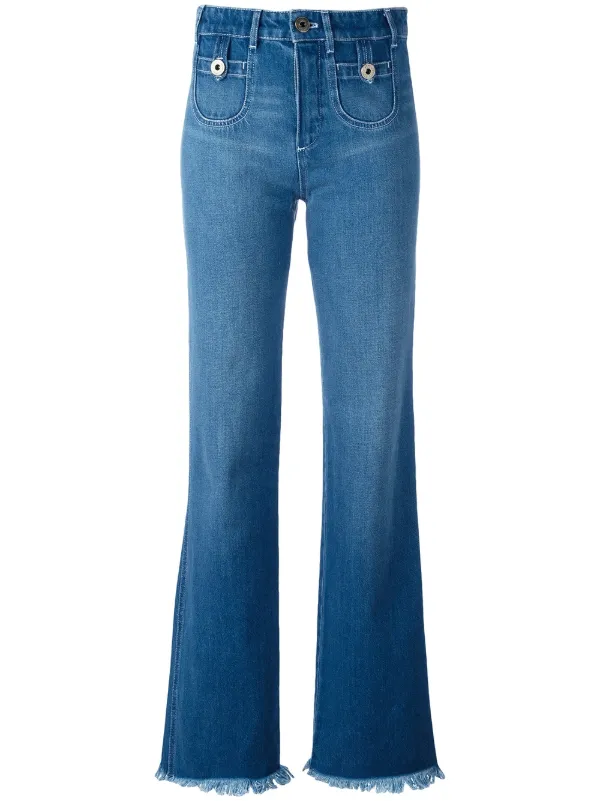 blue jeans with frayed hem