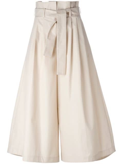 FENDI Cotton Taffeta Tie-Front Pants, Goose | ModeSens
