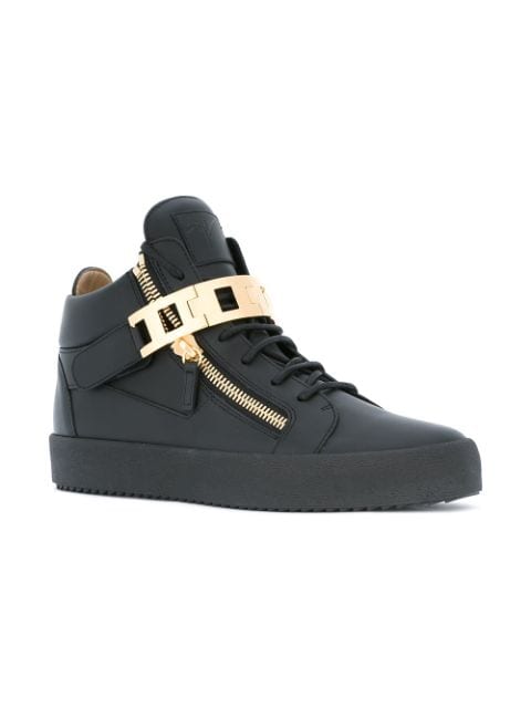 GIUSEPPE ZANOTTI Men'S Leather Mid-Top Sneaker W/Double-Bar Strap ...