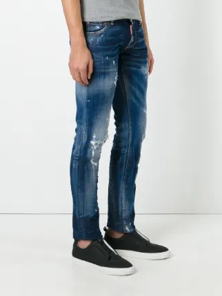 slim仿旧漂色牛仔裤