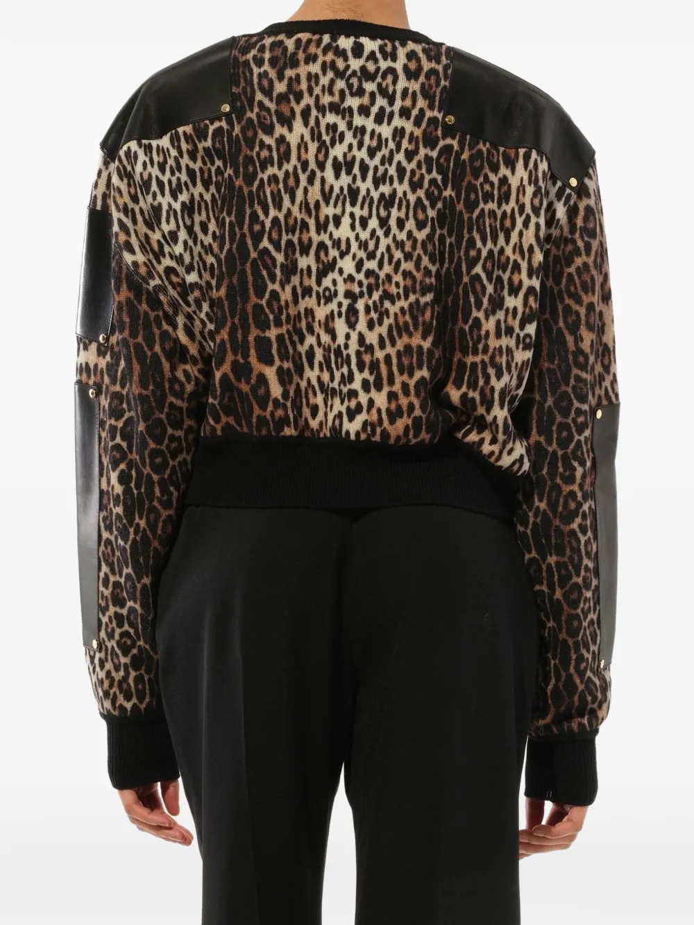 Givenchy leather panel cropped jumper Zwart