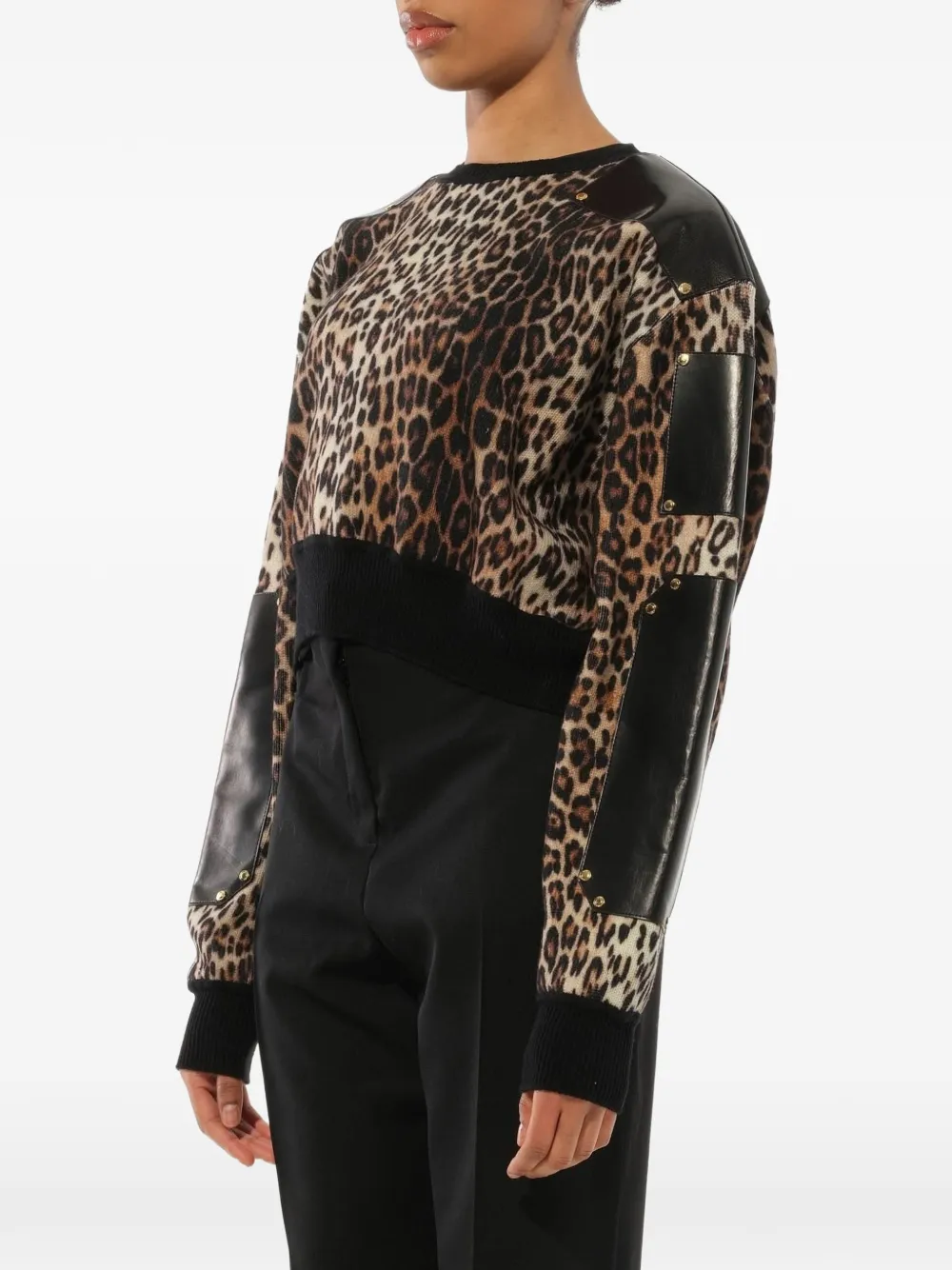 Givenchy leather panel cropped jumper Zwart