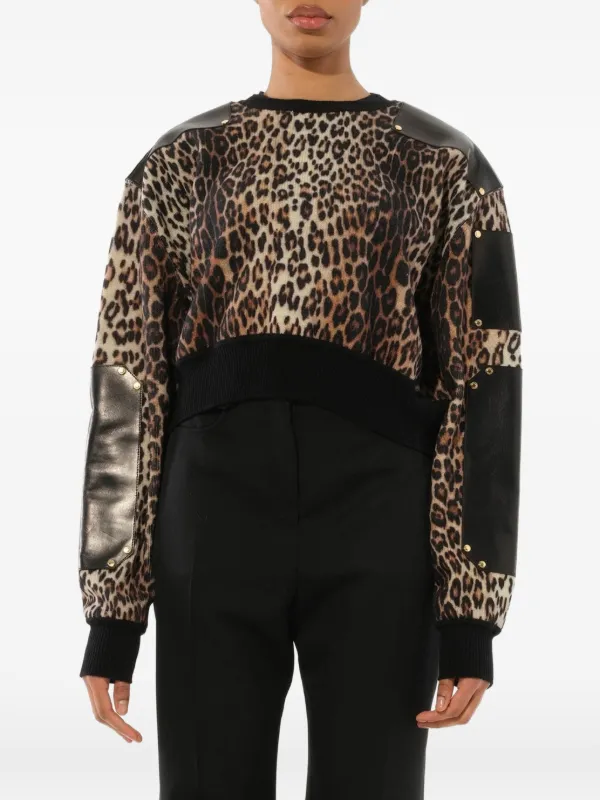 Givenchy Leather Panel Cropped Jumper in Black