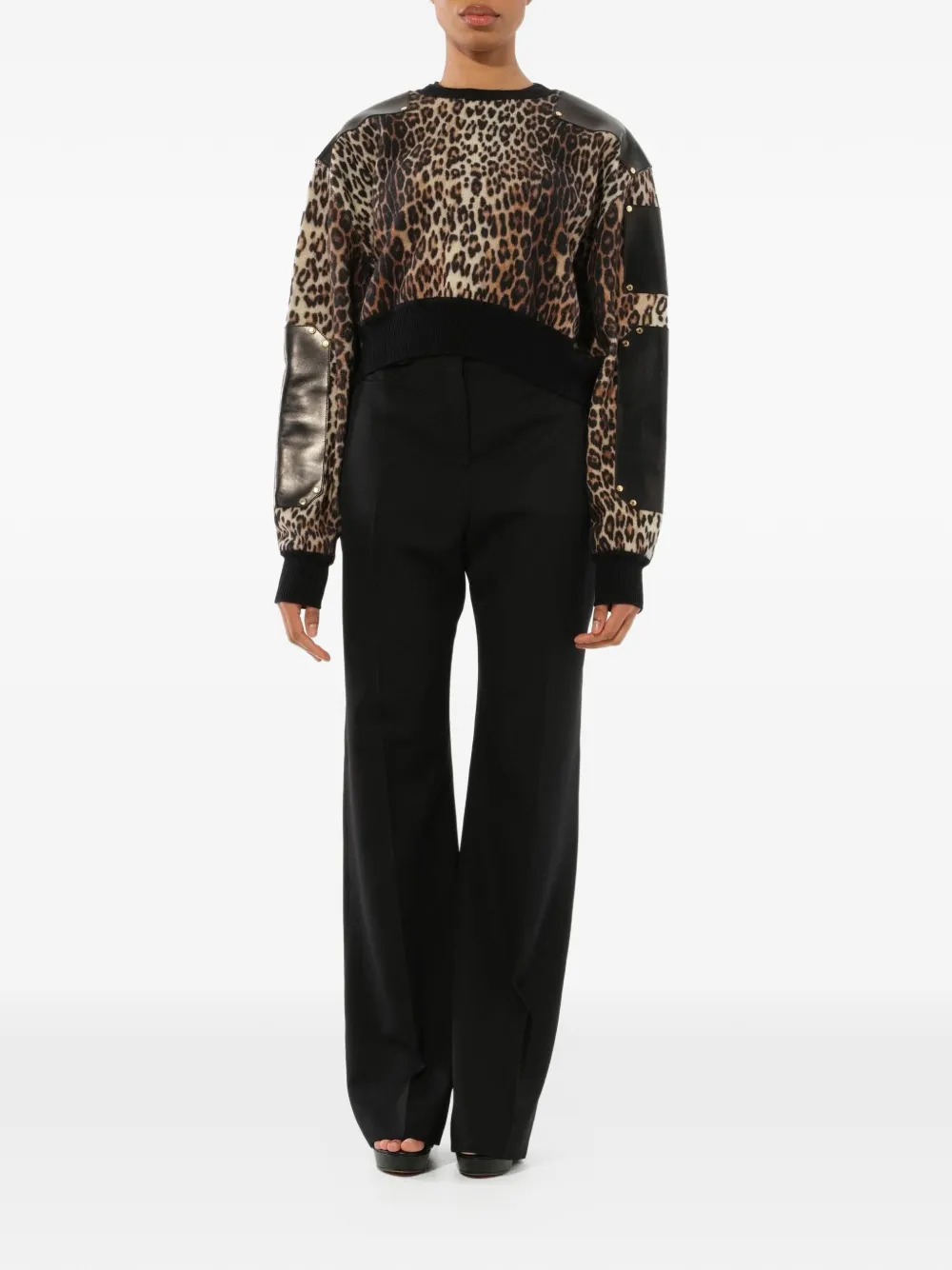 Givenchy leather panel cropped jumper Zwart