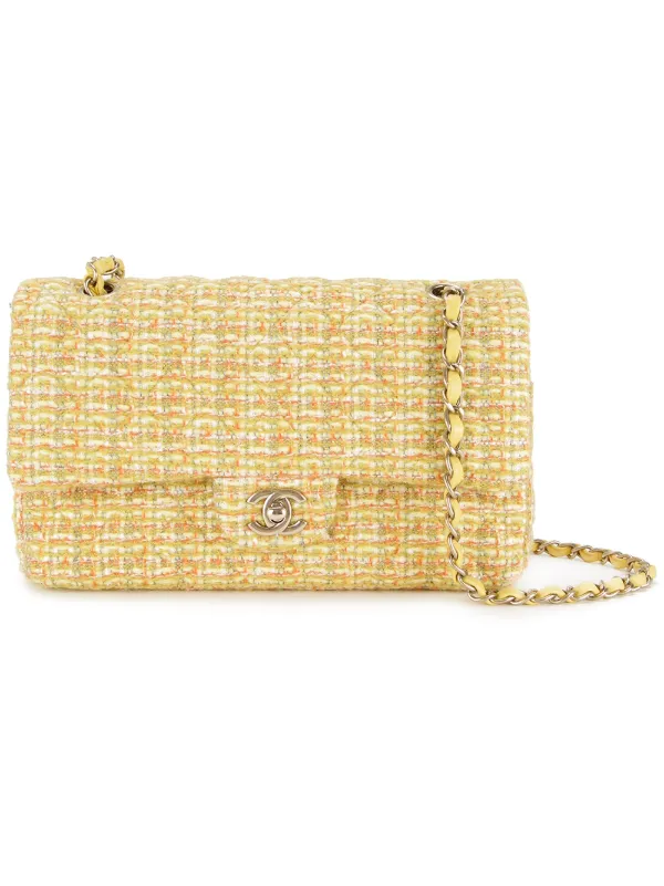 Chanel Pre-owned 2014 Chain Tweed Shoulder Bag in Yellow