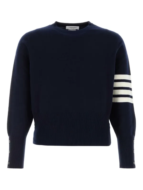 Navy Blue Thom Browne Crew Neck Sweater Thom Browne 4-Bar Crew
