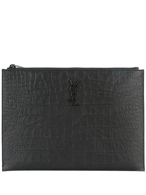 Saint Laurent pochette zippée à plaque logo